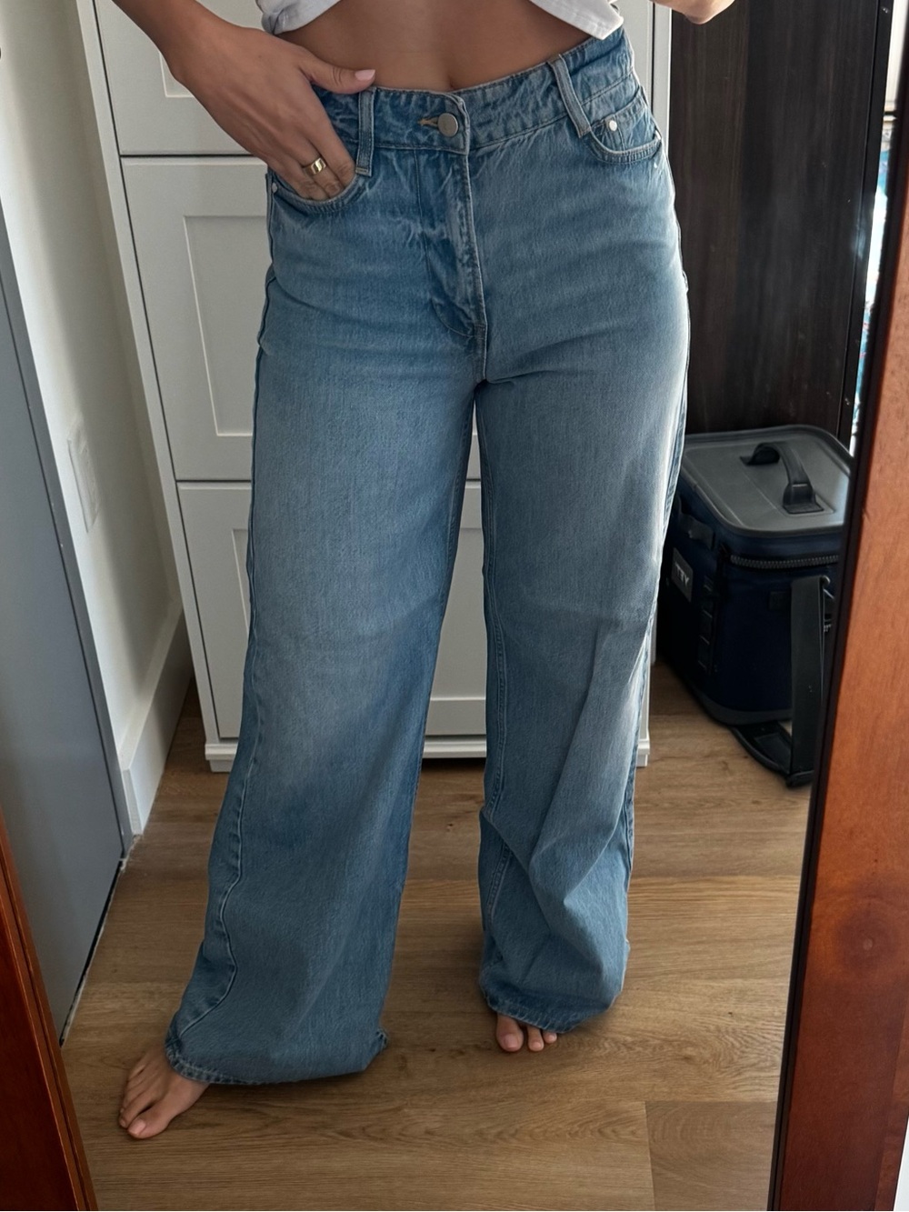 Zara Light Blue Wide-Leg High-Rise Jeans